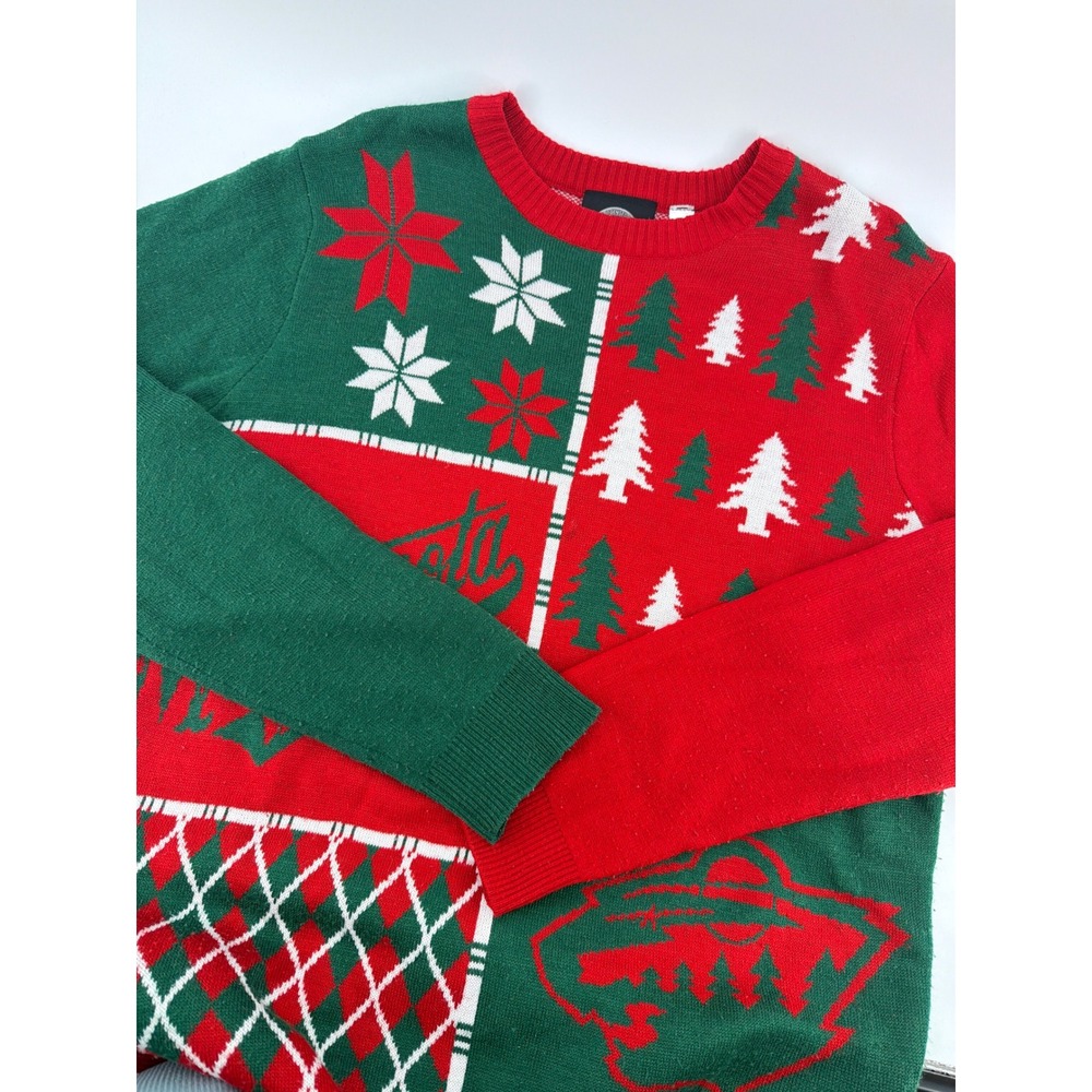 Minnesota Wild NHL Ugly Christmas Sweater Mens L Forever Collectibles Red Green